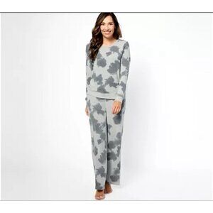 QVC BumbleBella By Jill Martin Watercolor Hacci Pajama Set Size L Gray New